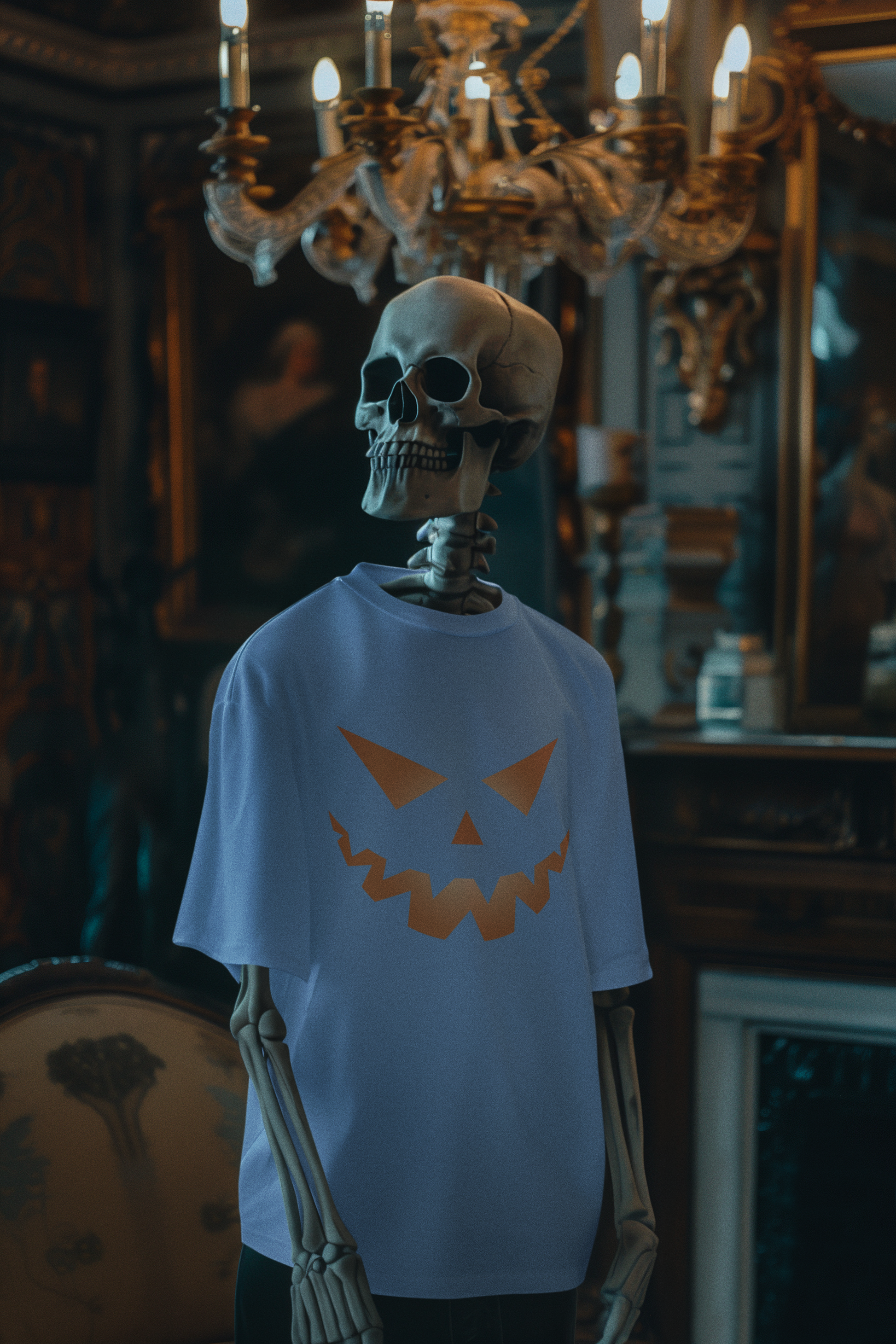 Carolina Blue Halloween face tshirt 